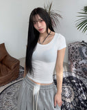 Linen Modal U-Neck Short Sleeve Tee