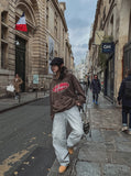 Puffer balloon half-banding denim pants