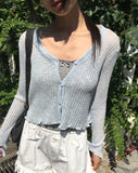 Ate frill punching see-through cardigan