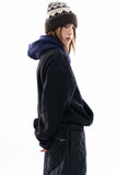 Bicolor fleece layered hoodie