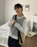 Minnoy string crop knit vest