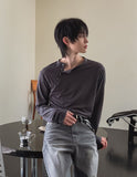 Trav Diagonal Henley Neck Long Sleeve T-shirt