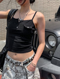 Nev one pocket button crop sleeveless (with cup)