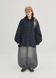 [BAONHAUS] Hebon Denim Banding Balloon Wide Pants - Gray Denim ver.