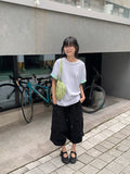 [unisex] Blanc Loose Fit Sleeve Color Matching Button Roll-Up Short Sleeve T-shirt