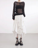 Lovely Lace Ribbon Balloon Layered Skirt