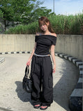Bow Halter Layered Off-Shoulder Short Sleeve T-Shirt