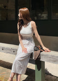 Rehel Square Neck Ribbed Knit Sleeveless