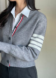 Michael Color Matching V-neck Rose Knit Cardigan