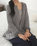 [Lining Point] Hued Stripe Dot Cardigan