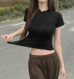 Span Slim Plain Short Sleeve T-shirt