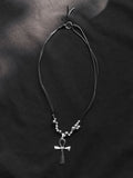 Cross Leather Strap Necklace