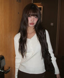 Tua Ribbed Lace V-Neck Knit