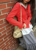 Ahiton Punching Round Neck Cardigan