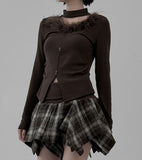 Marie Fur Trimmed Choker Long Sleeve Top