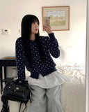 Honey round neck dot knit cardigan