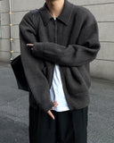 Minimal achromatic two-way cardigan