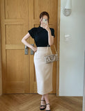 Laend Cool Basic Back Slit H-Line Skirt