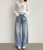 4 Season Basic Wide-Fit Washed Denim Pants