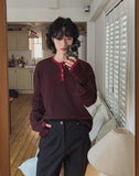 Kinji Waffle Henley Neck Warmer Long Sleeve T-shirt