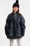 Embossed biker leather jacket