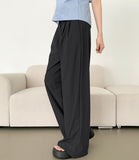 Waist Adjust Rustling Span Best Wide Two-Pin Tuck Slacks Pants