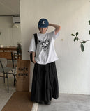 Kaa Balloon Pintuck Nylon Long Skirt