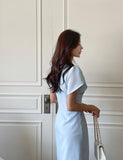 Leje Heart Neck Tweed Pin Tuck One Piece
