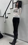 Argyle See-Through Long Sleeve T-Shirt