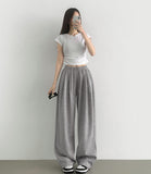 Side Pin Tuck Volume Up Balloon Wide Banding Pants
