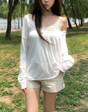 Reason See-through Deep V-Neck Long Sleeve