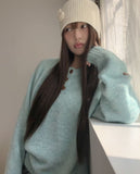 Seuha Henry Neck Button Overfit Knit