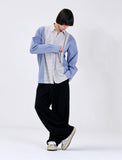 CHECK FABRIC MIX SHIRT