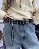 Rat Double Eyelet Long Leather Belt