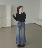 Heat Brushed Classic Banding Span Basic Denim Pants