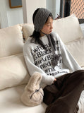 Poku lettering long angora knit