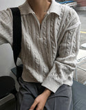 Rope Cable Half Zip-up Knit