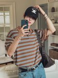 Bern Striped Collared Short Sleeve Knit