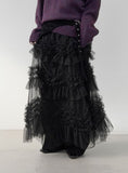 Buffle see-through frill tiered skirt