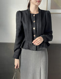 Maer Peplum Tie Tweed Jacket Blouse