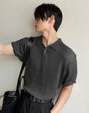 Millet Button Collar Short Sleeve Knit