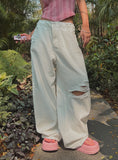 Vintage Damage White Wide Pants