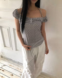 Swen Check Halter Blouse
