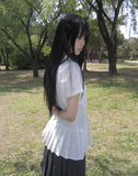 [MADE] Pooin Pleated Punching Short Sleeve Blouse