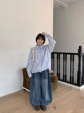 Cadiz Snap Button Wide Denim Pants