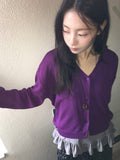 Myuro U-neck/V-neck Summer Long Sleeve Cardigan