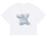 Big Cloud Bear Smile Crop Short Sleeve Tee