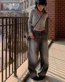 Canner black denim washing wide denim pants