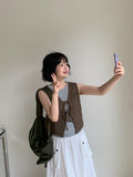 Mimoru Punching Layered Ribbon Knit Vest