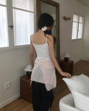 Eder Dot Ribbon Lace Cap Sleeveless